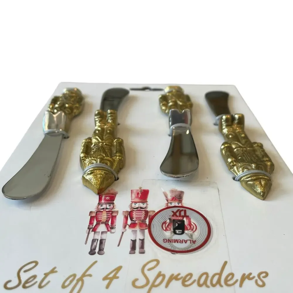 Holiday Gold Nutcracker Knife Set of 4 Small 5.5in Stainless Steel Christmas New